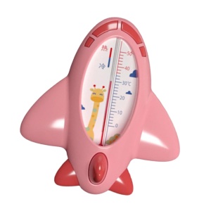 Termometru pentru Baie, Flippy, Plutitor, Rezistent la apa, Multifunctional, Model Avion, 11x10x4 cm, Roz - Img 1