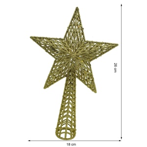 Varf decorativ de brad, Auriu, in forma de Stea, cu model decupat, din Plastic/Metal, 18 cm x 26 cm, Interior/Exterior, Flippy - Img 11
