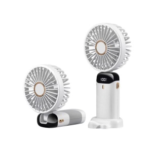 Ventilator Ultra Portabil cu Aromaterapie, Flippy, 3 in 1, de Mana, de Birou, de Gat, 5 Trepte de Viteza, Incarcare USB, Autonomie 12h, Pliabil, cu Ecran LCD, Alb - Img 7