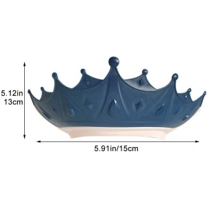Viziera de Protectie Baie Pentru Copii, Fippy, Model Coroana, Dimensiune ajustabila, Durabil, Usor de curatat, Impotriva Samponului, pentru Ochi si Urechi, TPE+PP, 15x13 cm, Albastru Inchis - Img 6