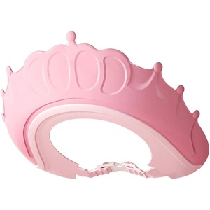 Viziera de Protectie Baie Pentru Copii, Fippy, Model Coronita, Dimensiune ajustabila, Durabil, Usor de curatat, Impotriva Samponului, pentru Ochi si Urechi, TPE+PP, 24x22 cm, Roz - Img 1