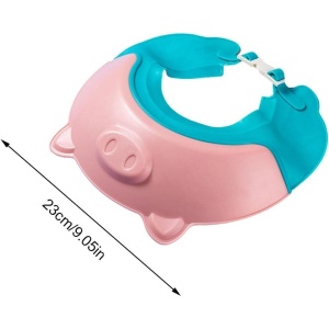 Viziera de Protectie Baie Pentru Copii, Fippy, Model Purcelus, Dimensiune ajustabila, Durabil, Usor de curatat, Impotriva Samponului, pentru Ochi si Urechi, TPE+PP, 23x23 cm, Roz - Img 4