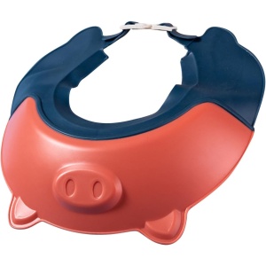 Viziera de Protectie Baie Pentru Copii, Fippy, Model Purcelus, Dimensiune ajustabila, Durabil, Usor de curatat, Impotriva Samponului, pentru Ochi si Urechi, TPE+PP, 23x23 cm, Rosu - Img 3