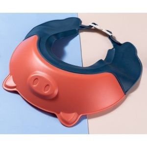 Viziera de Protectie Baie Pentru Copii, Fippy, Model Purcelus, Dimensiune ajustabila, Durabil, Usor de curatat, Impotriva Samponului, pentru Ochi si Urechi, TPE+PP, 23x23 cm, Rosu - Img 5