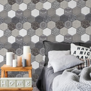 10 x Placi Tapet Autocolant 3D cu Imitatie de Marmura Hexagonala, pentru Perete Bucatarie Sufragerie, Usor de Curatat, Rezistent la Apa, Autoadeziv, 30x30 cm, Gri - Img 6