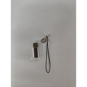 Adaptor micro USB (mama) to Type-C(tata) cu Agatatoare Breloc inclusa, Argintiu, Flippy - Img 1