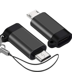 Adaptor Type C (mama) to micro USB (tata) cu Agatatoare Breloc inclusa, 2.5 cm lungime, Negru - Img 4