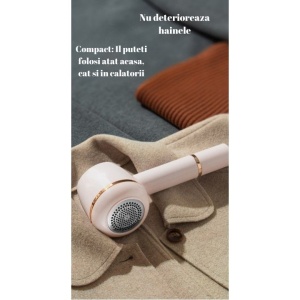 Aparat Pentru Curatat Scame, Par Si Praf, Flippy, Pentru Diferite Tipuri De Material, Cu Lame Din Otel Inoxidabil, Incarcare Prin USB Type-C, Cu Perie De Curatare, Cablu USB Si Stick Cu Lipici Incluse, Roz, 220 x 86 mm - Img 5