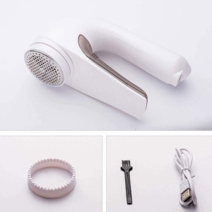Aparat Pentru Curatat Scame, Par Si Praf, Flippy, Trimmer pentru Diferite Tipuri De Material, Cu Lame Din Otel Inoxidabil, Maner Ergonomic, Incarcare Prin USB, 15x6x9 cm, Alb - Img 5