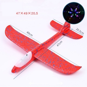 Avion Planor cu Pilot, Flippy, Din Polistiren, Cu Lumini in Cabina Pilotului, Lungime 47 cm, Rosu - Img 3