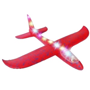 Avion Planor cu Pilot, Flippy, Din Polistiren, Cu Lumini pe Toata Lungimea, 47 cm, Rosu - Img 1