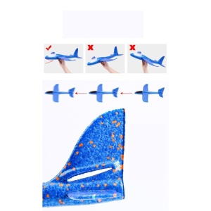Avion planor din polistiren in punga , lungime 47 cm , cu lumini pe cap, Albastru , Flippy - Img 4