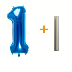 Balon din Folie Flippy, Cifra 1, 81 cm, Pentru Aer sau Heliu, Bulk, Albastru - Img 2