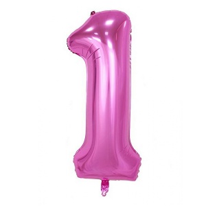 Balon din Folie Flippy, Cifra 1, 81 cm, Pentru Aer sau Heliu, Mov - Img 1