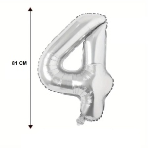 Balon din Folie Flippy, Cifra 4, 81 cm, Pentru Aer sau Heliu, Bulk, Argintiu - Img 4