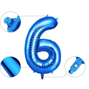 Balon din Folie Flippy, Cifra 6, 81 cm, Pentru Aer sau Heliu, Bulk, Albastru - Img 3