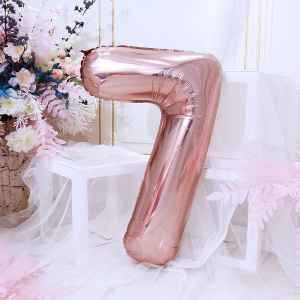 Balon din Folie Flippy, Cifra 7, 81 cm, Pentru Aer sau Heliu, Bulk, Roz Auriu - Img 4
