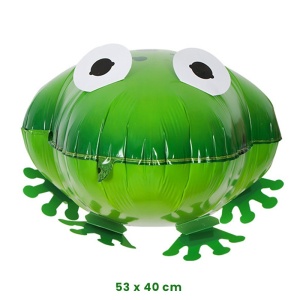 Balon din Folie Metalizata, Flippy, Figurina Animata, Model Broasca, 53x40 cm, Ambalaj Individual, Pai Inclus, Umflare cu Aer sau Heliu, Verde - Img 2