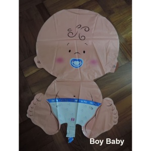 Balon din Folie Metalizata, Flippy, Figurina Baietel, Tema Botez, 73x48 cm, Ambalaj Individual, Pai Inclus, Umflare cu Aer sau Heliu, Albastru - Img 9