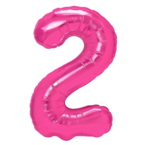 Balon din Folie Metalizata, Flippy, Figurina Cifra, Model 2, Tema Aniversare 100 cm, Ambalaj Individual, Pai Inclus, Umflare cu Aer sau Heliu, Roz - Img 1