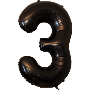 Balon din Folie Metalizata Flippy, Figurina Cifra, Tema Aniversare 40 cm, Ambalaj Individual, Pai inclus, Umflare cu Aer sau Heliu, Negru, Cifra 3 - Img 4