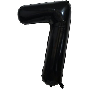 Balon din Folie Metalizata Flippy, Figurina Cifra, Tema Aniversare 40 cm, Ambalaj Individual, Pai inclus, Umflare cu Aer sau Heliu, Negru, Cifra 7 - Img 8