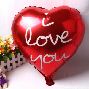 Balon din Folie Metalizata, Flippy, Figurina Inima, Model I Love You Scris de Mana, Tema Ziua Indragostitilor, 45 cm, Ambalaj Individual, Pai Inclus, Umflare cu Aer sau Heliu, Rosu - Img 2