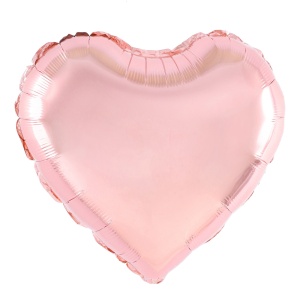Balon din Folie Metalizata, Flippy, Figurina Inimioara, Model Simplu, Tematica Iubire, 40 cm, Ambalaj Individual, Pai Inclus, Umflare cu Aer sau Heliu, Rose