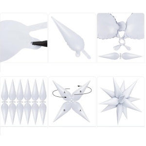 Balon din Folie Metalizata, Flippy, Figurina Stea 3D, 66 cm, Ambalaj Individual, Pai inclus, Umflare cu Aer sau Heliu, Argintiu - Img 6
