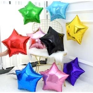 Balon din Folie Metalizata, Flippy, Figurina Stea, Model Simplu, Tematica Aniversare, 40 cm, Ambalaj Individual, Pai Inclus, Umflare cu Aer sau Heliu, Auriu - Img 5