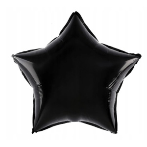 Balon din Folie Metalizata, Flippy, Figurina Stea, Model Simplu, Tematica Aniversare, 40 cm, Ambalaj Individual, Pai Inclus, Umflare cu Aer sau Heliu, Negru - Img 2
