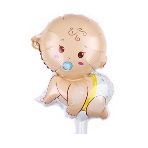 Balon din Folie Metalizata, Flippy, Mini Figurina, Model Bebelus Baietel, Tematica Gender Reveal, 45x25 cm, Ambalaj Individual, Pai Inclus, Umflare cu Aer sau Heliu, Multicolor - Img 5