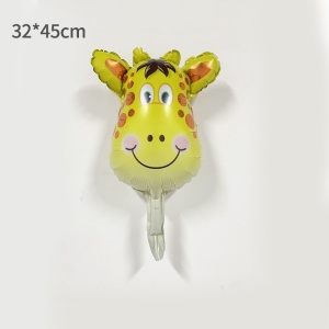Balon din Folie Metalizata, Flippy, Mini Figurine Animalute, Model Girafa, Tematica Aniversare, 32x45 cm, Ambalaj Individual, Pai Inclus, Umflare cu Aer sau Heliu, Multicolor - Img 5