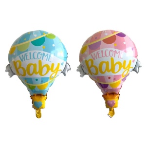 Balon din Folie Metalizata, Flippy, Mini Figurine, Model Balon cu Aer Cald Fetita, Tematica Welcome Baby, 80x62 cm, Ambalaj Individual, Pai Inclus, Umflare cu Aer sau Heliu, Roz - Img 3