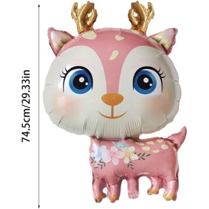 Balon din Folie Metalizata, Flippy, Mini Figurine, Model Cerb, Tematica Aniversare, 49x74.5 cm, Ambalaj Individual, Pai Inclus, Umflare cu Aer sau Heliu, Roz - Img 7