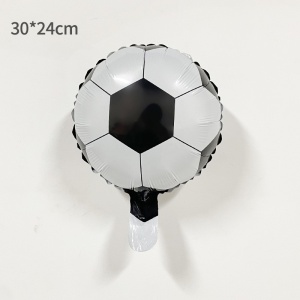 Balon din Folie Metalizata, Flippy, Mini Figurine, Model Minge de Fotbal, Tematica Aniversare, 30x24 cm, Ambalaj Individual, Pai Inclus, Umflare cu Aer sau Heliu, Alb-Negru - Img 3