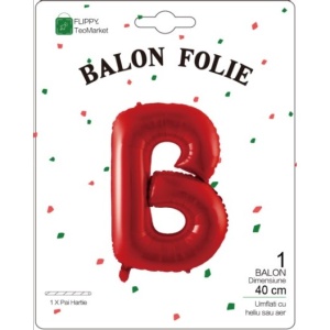Balon Folie Metalizata Litera B, Flippy, 40 cm, Umflati cu Heliu sau Aer, Ambalaj Individual, Pai inclus, Rosu - Img 2