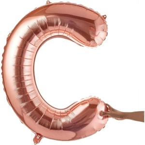 Balon Folie Metalizata Litera C, Flippy, 80 cm, Umflati cu Heliu sau Aer, Ambalaj Individual, Pai inclus, Rose Gold - Img 8