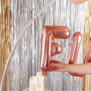 Balon Folie Metalizata Litera F, Flippy, 40 cm, Umflati cu Heliu sau Aer, Ambalaj Individual, Pai inclus, Rose Gold - Img 4