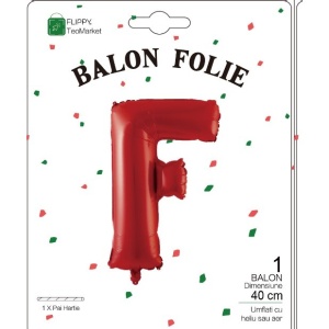 Balon Folie Metalizata Litera F, Flippy, 40 cm, Umflati cu Heliu sau Aer, Ambalaj Individual, Pai inclus, Rosu - Img 2