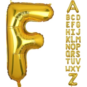 Balon Folie Metalizata Litera F, Flippy, 80 cm, Umflati cu Heliu sau Aer, Ambalaj Individual, Pai inclus, Auriu - Img 6