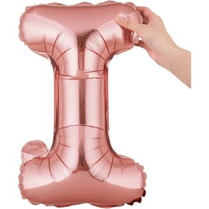 Balon Folie Metalizata Litera I, Flippy, 40 cm, Umflati cu Heliu sau Aer, Ambalaj Individual, Pai inclus, Rose Gold - Img 7