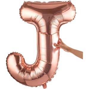 Balon Folie Metalizata Litera J, Flippy, 80 cm, Umflati cu Heliu sau Aer, Ambalaj Individual, Pai inclus, Rose Gold - Img 8