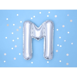 Balon Folie Metalizata Litera M, Flippy, 80 cm, Umflati cu Heliu sau Aer, Ambalaj Individual, Pai inclus, Argintiu - Img 2