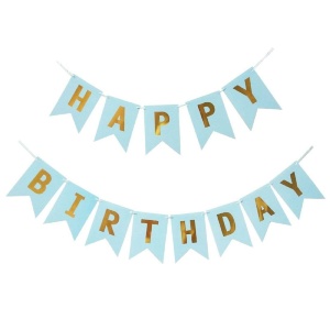 Banner Happy Birthday 100x200 cm, Flippy, Dimensiune Stegulet 11.5x16.5 cm, Rola de Ata Inclusa, Albastru - Img 4
