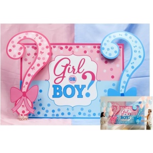 Banner pentru Petrecere, Flippy, Model Girl or Boy, Tematica Gender Reveal, 150 x 100 cm, Albastru Roz - Img 10
