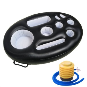 Bar gonflabil/Suport de pahare plutitor, Flippy, cu 9 compartimente, pompa inclusa, PVC, Negru, 25x18,5x4 cm - Img 2
