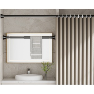 Bara Telescopica Multifunctionala, Flippy, din Otel Inoxidabil, Utilizare Universala, Retractabila 107 - 195 cm, Fara Perforare Perete, Negru - Img 3