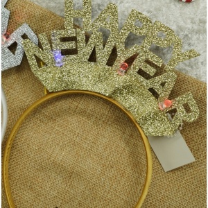 Bentita/cerc Happy Newyear, culoare auriu, marime standard, Flippy - Img 10
