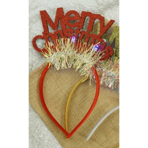Bentita/cerc Mery Cristmas, culoare rosu cu sclipici, marime standard, Flippy - Img 5